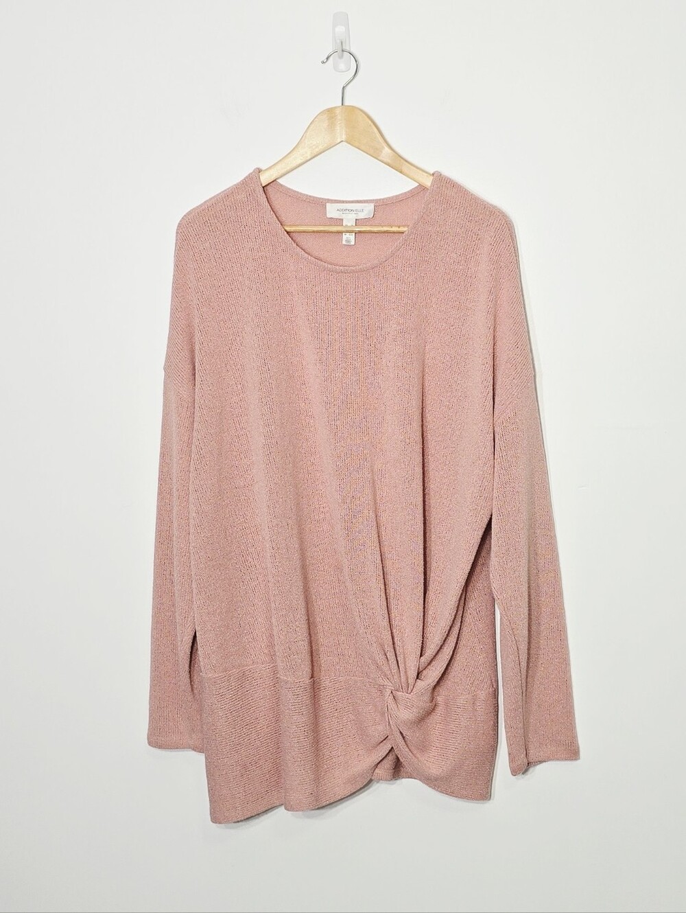Addition Elle Montreal Women's Pink Twist Hem Long Sleevew Sweater Plus Size 2X